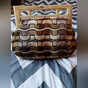 EUC Cara Vintage Handbag 👜 with lucite handle.